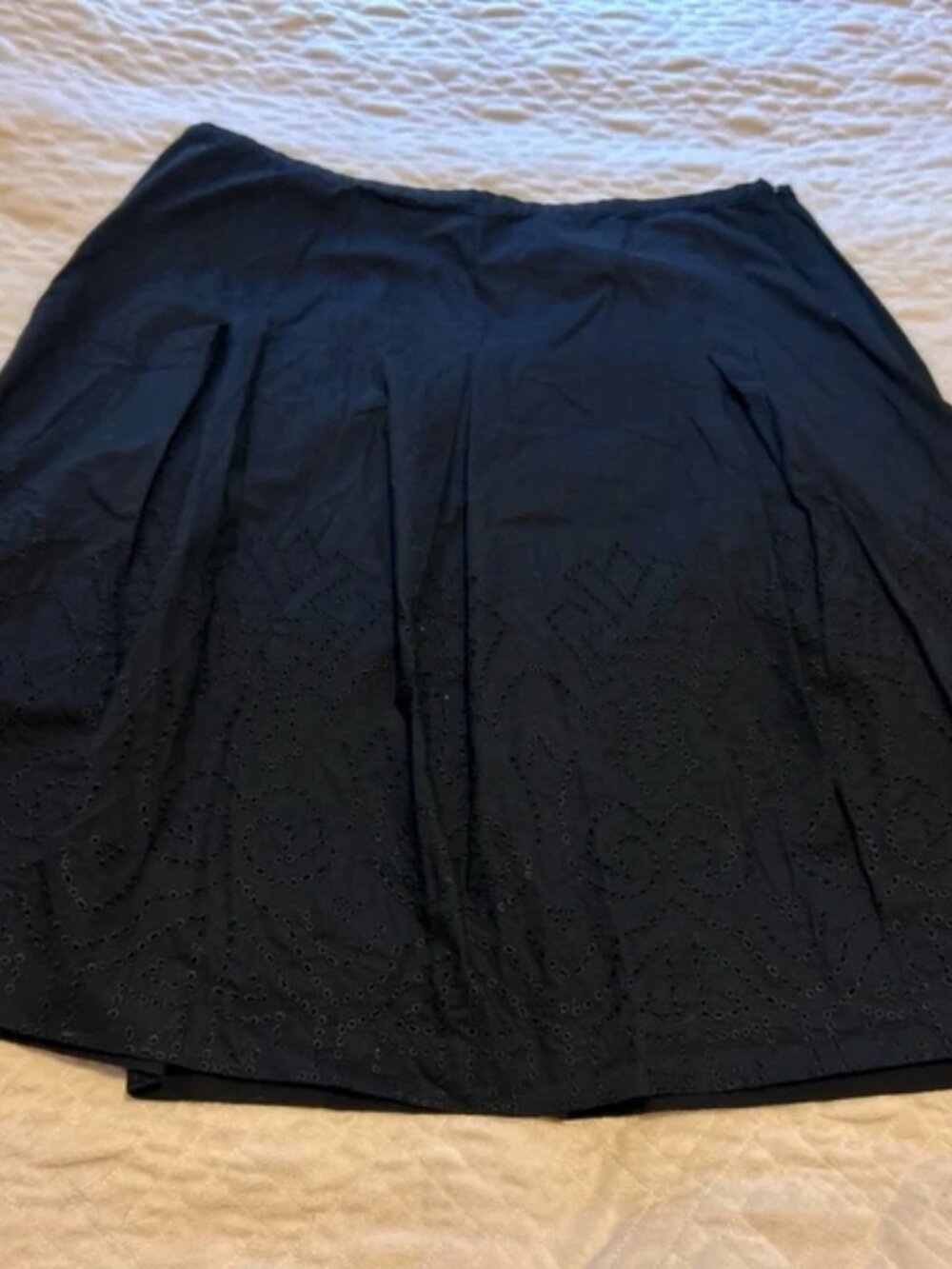 Talbots black eyelet a line full pleated skirt 16 XL